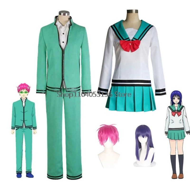 Anime Saiki Kusuo The Disastrous Life K.-Nan Cosplay Wigs Costumes girl jk Uniform Tops Pants Headwear Props Wigs Cosplay dress