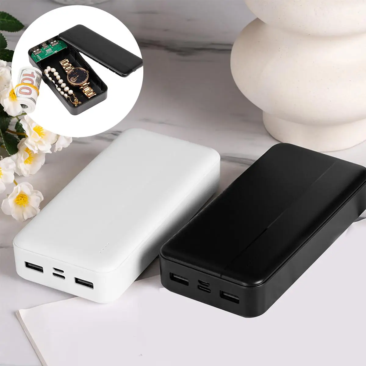 Gefälschte Powerbank, wertvoller Behälter, Umleitung, sicheres, verkleidetes Versteckfach für Geld, Schmuck, tragbare geheime Aufbewahrungsbox