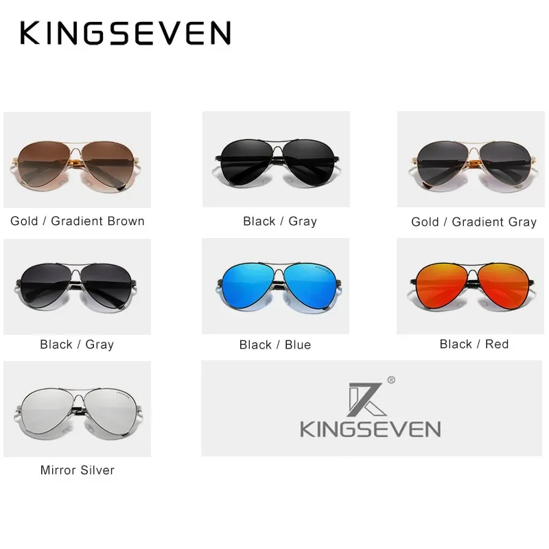 KINGSEVEN الطيار جودة سبائك التيتانيوم الرجال النظارات الشمسية نظارات شمسية مستقطبة النساء القيادة نظارات UVA & B حماية