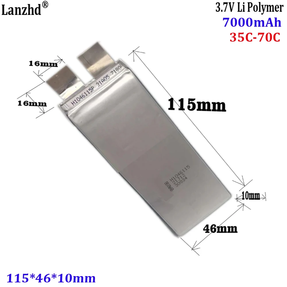 

1046115 3.7V Polymer Battery 35C 7000mAh Battery Pack Lithium Cell For igniter 12V scooter sweader Solar Light battery