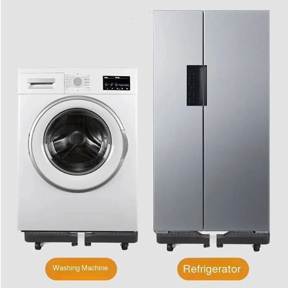 Adjustable Universal Wheel Mobile Rack 4 Locking Wheels Noise Reduction Washing Machine Holder Retractable Non-slip