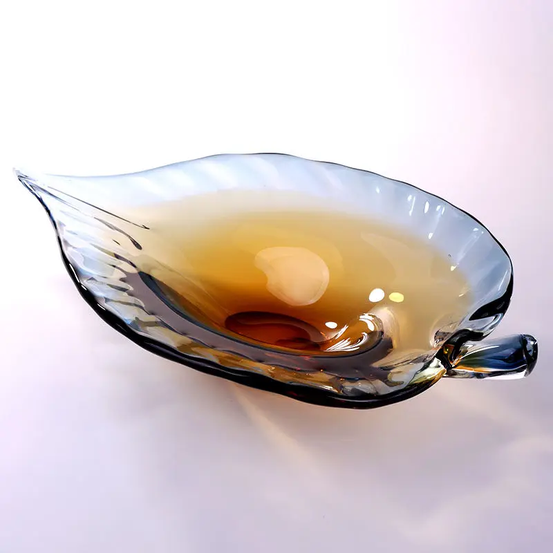 Light luxury creative glass art leaf fruit plate home living room hotel dining table candy ornament