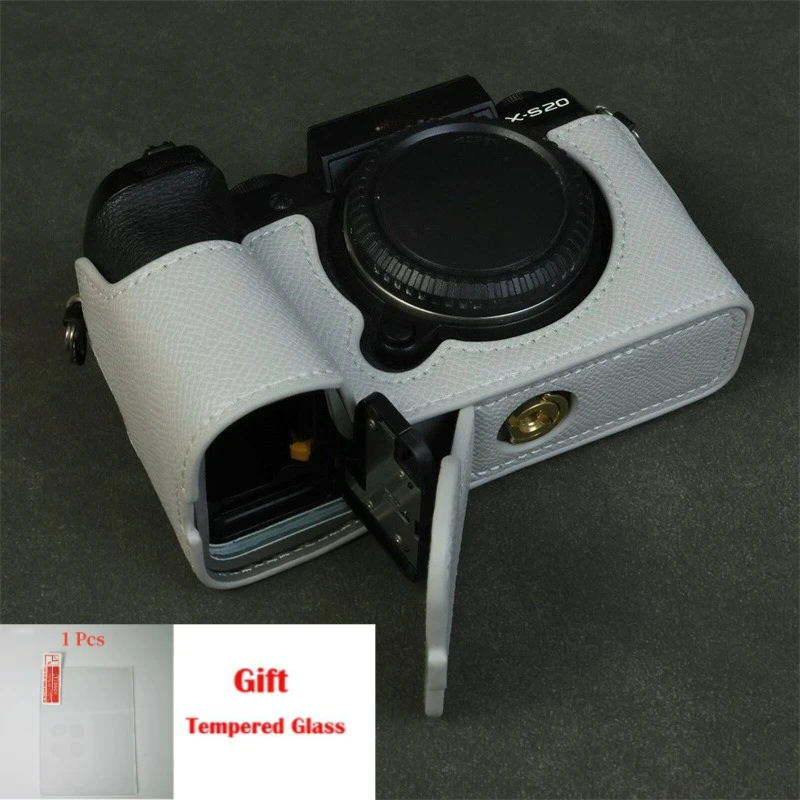 

Protective case handle half cover base case For FUJIFILM Fuji X-S20 camera bag leather case XS20 + free tempered film