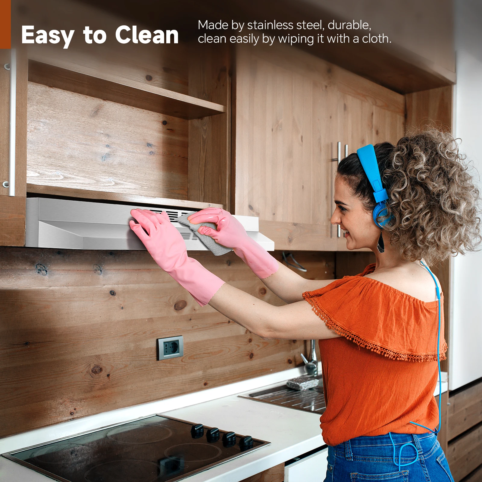 36 Inch Under Cabinet Stainless 2 Speed Fan with LED Bulb Filter Kitchen Exhaust Vent Range Hood