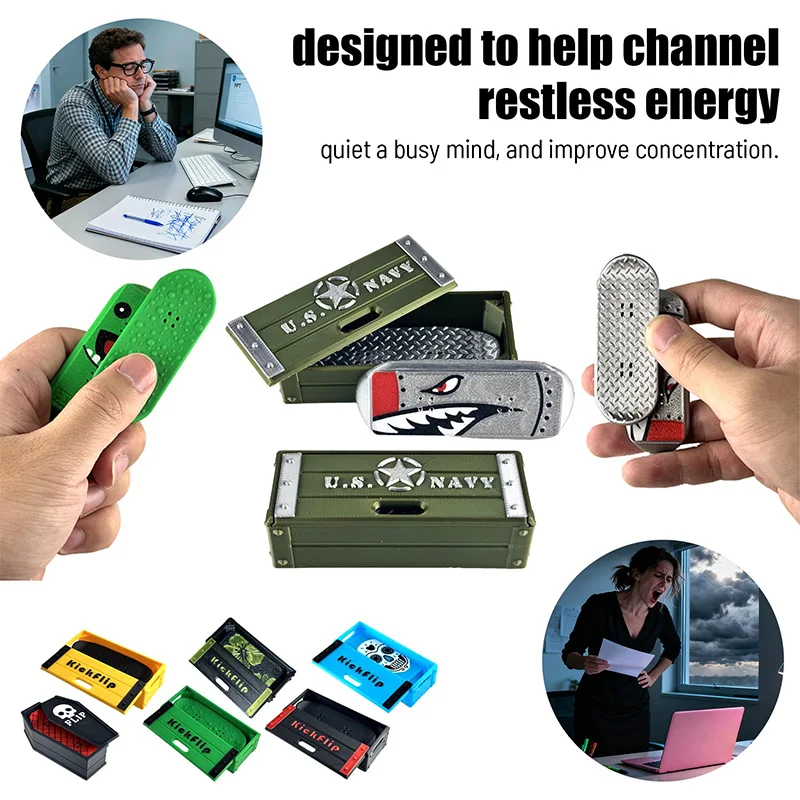 Fingerboard Obstacles Flipping Fidget Toy for Adults Magnetik Finger Board Skateboard Slider Fidget Storage Crat Portable Toy
