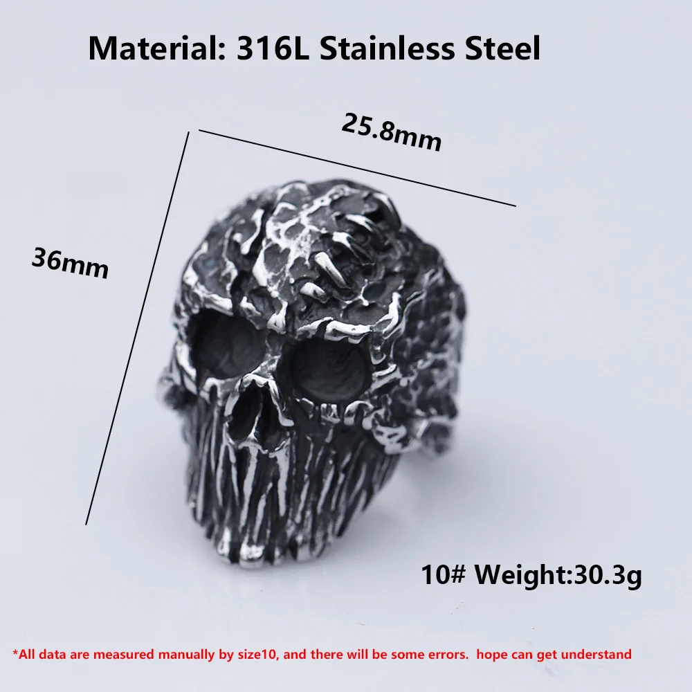 Gothic Punk Satanic Devil Skull Ring Vintage Steampunk Men\'s Stainless Steel Ring Hiphop Motorcycle Rock Biker Jewelry Wholesale