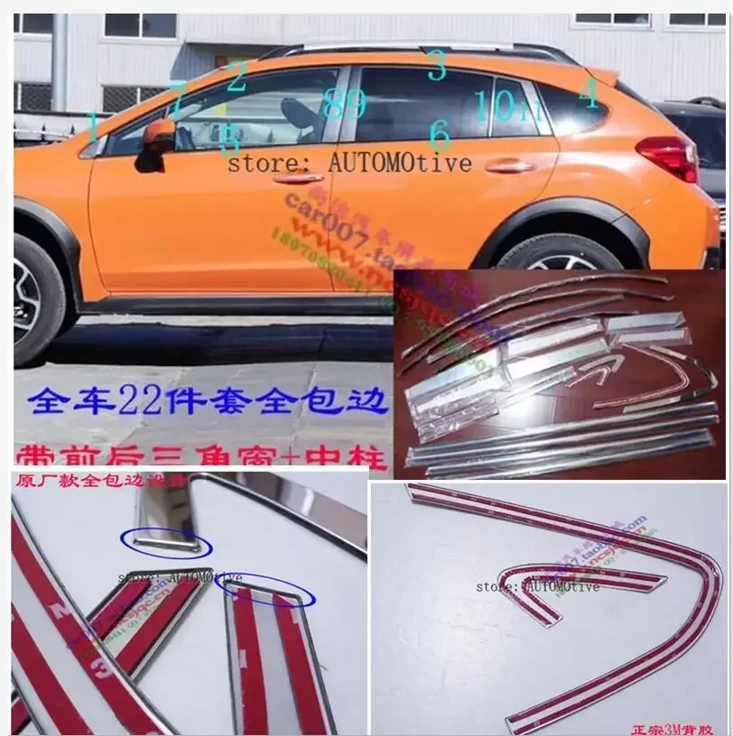 Chrome For Subaru XV Crosstrek 2012-2017   car stick stainless steel glass window garnish pillar middle column strip trim mould