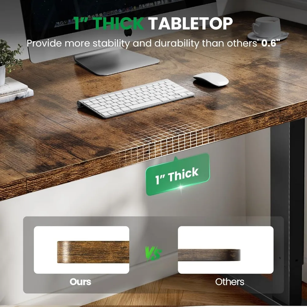 مكتب قائم كهربائي قابل للتعديل: مكتب 71 × 30 مع سطح طاولة سميك واحد، إطار شعاع مزدوج، 3 تعديلات لارتفاع الذاكرة #3