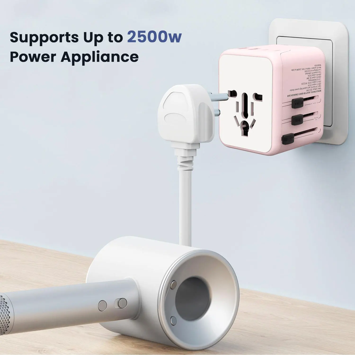 Universal Travel Adaptor-One-Piece Fast Charging Wall Charger With Dual USB/Type-C Ports-Available In us ,EU,UK,Australia