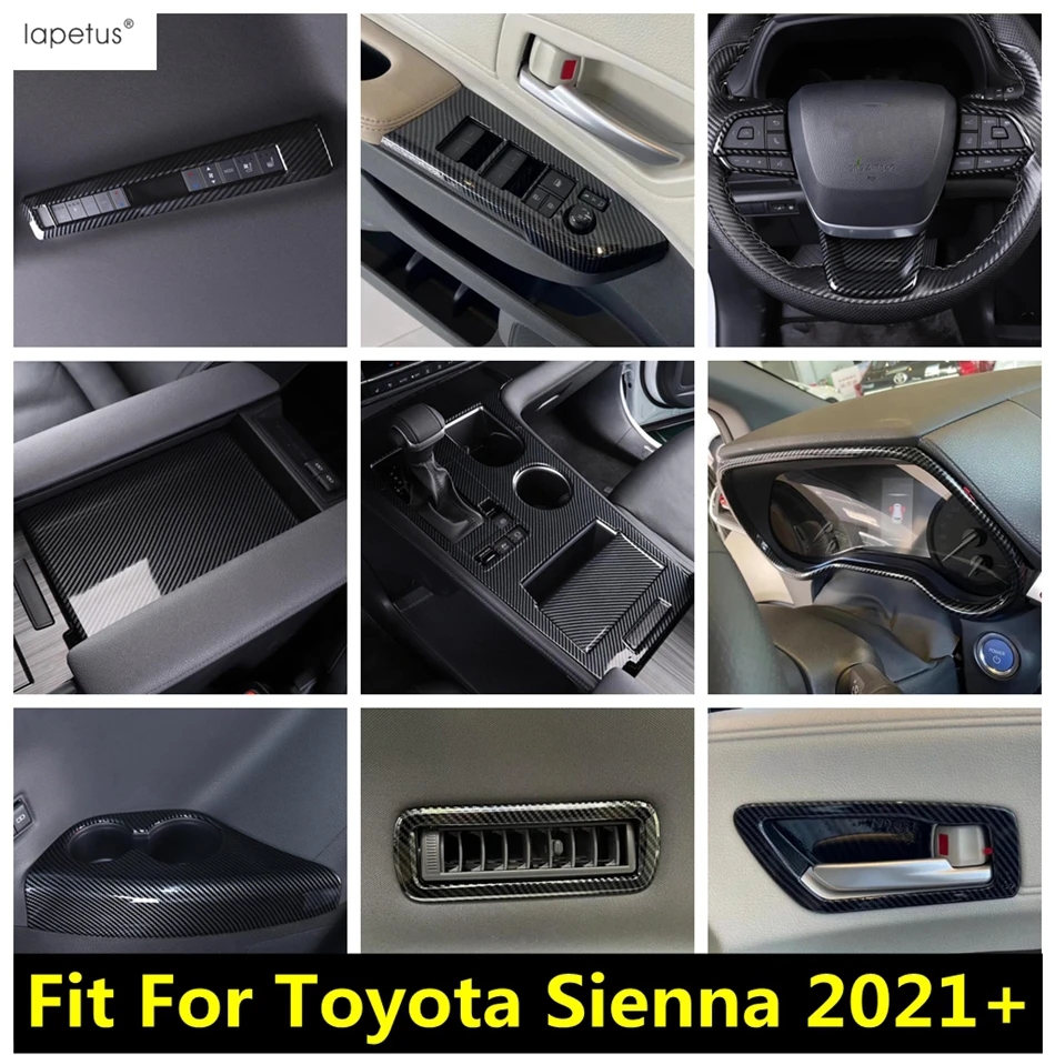 

Car Dashboard Gear Panel Seat Adjust Frame Decoration Cover Trim For Toyota Sienna 2021 - 2023 Carbon Fiber Interior Accessories