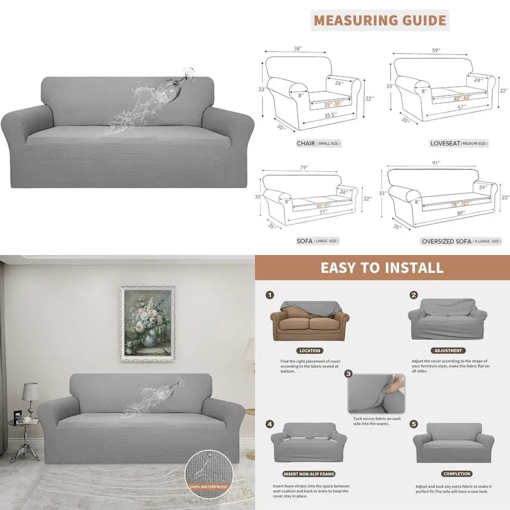 

Waterproof Sofa Covers - Stretch Jacquard Fabric for Leakproof Furniture Protection