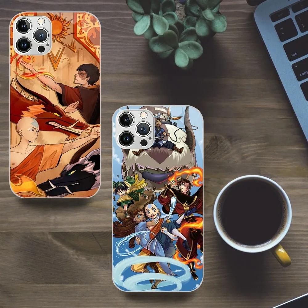 Cartoon Avatar The Last Airbender Phone Case For iphone Tempered Glass 13 12 11 14 X XS XR Pro Mini MAX Plus Cover