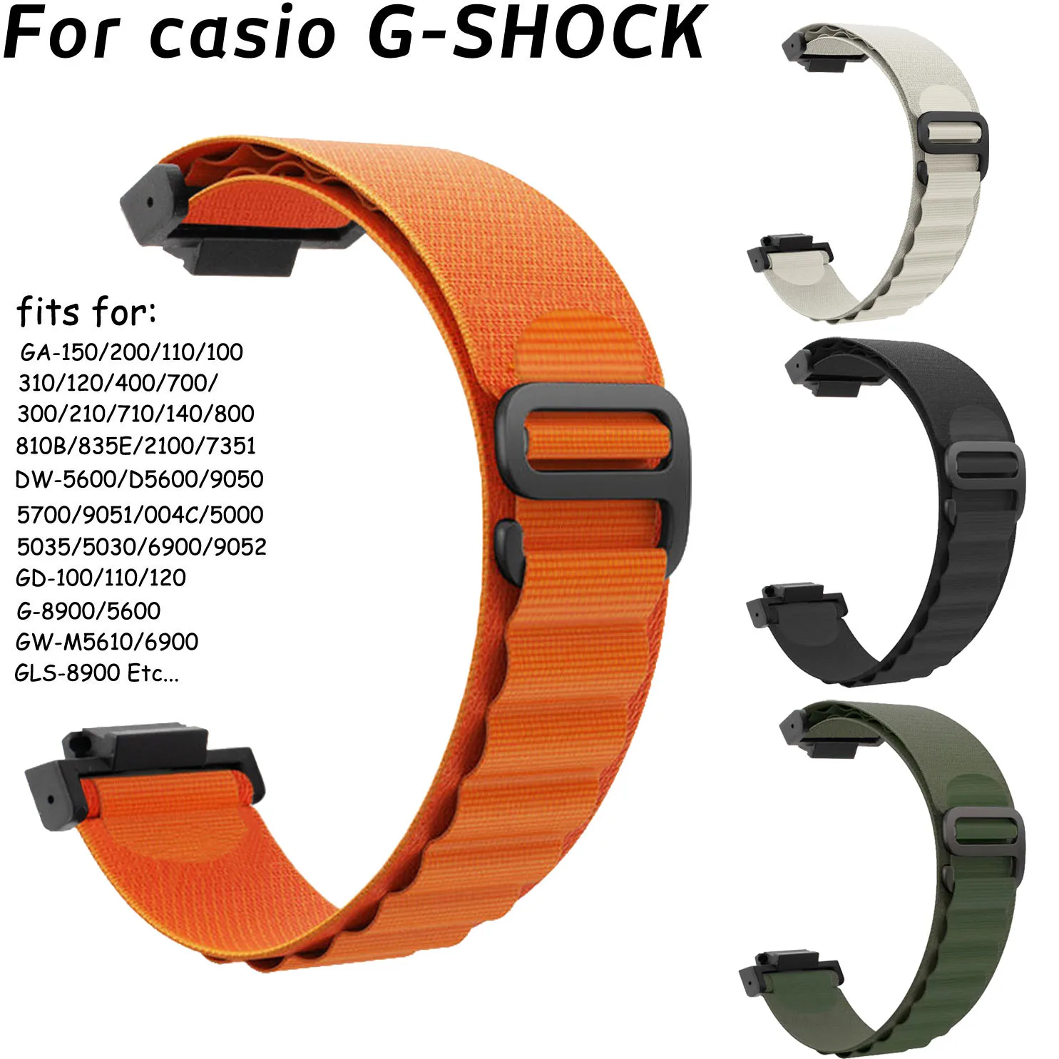 Nylon Fabric Weave Sport Watch Strap for Casio G-SHOCK GA-110 800 GD100 G8900 GW-M5610 6900 16mm Wrist Watch Band Bracelet