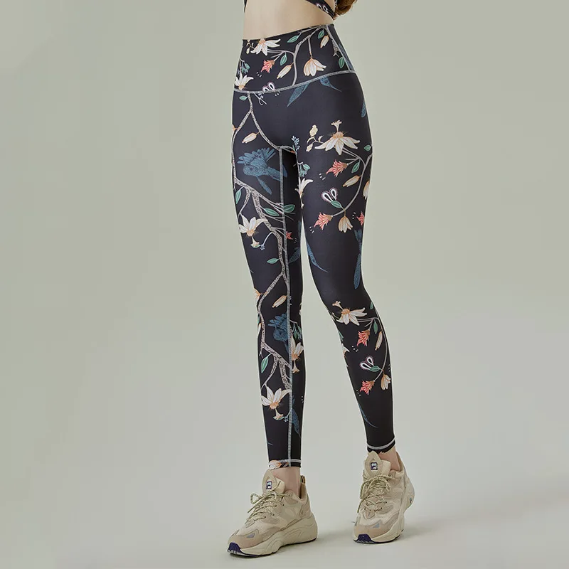 Flower Print Yoga Pants High Waist Tights Women Push Up Sports Leggings  Breathable higher Quality Gym Leggings