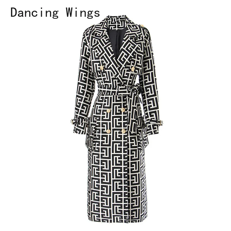 

Trendy Top Quality Loose Design Texture Autumn Winter Long Trench Coats for Women