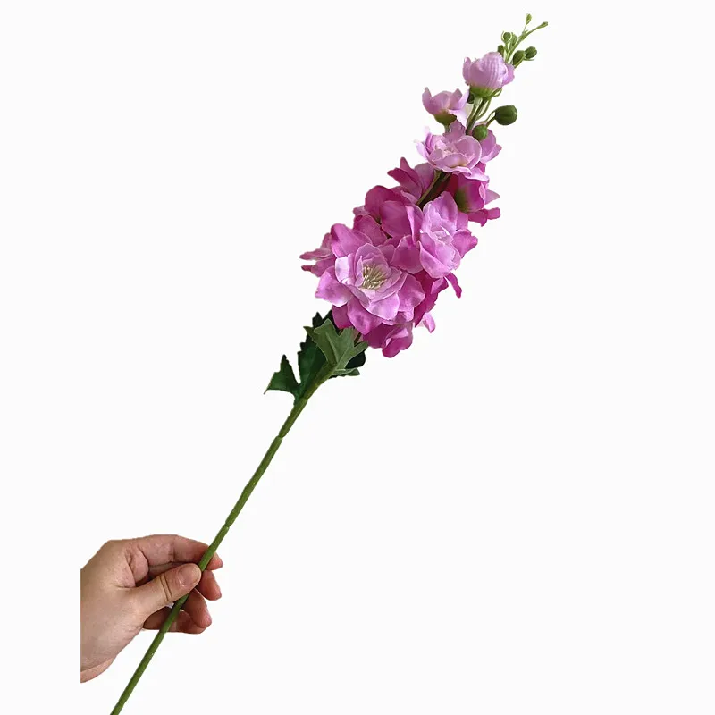 5pcs Artificial Larkspur Flower Branch Silk Hyacinth Blue Purple White Pink Delphinium image 5