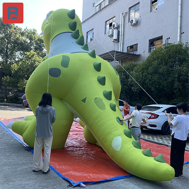 Inflatable green dinosaur model cartoon artificial dress take Spanner Tyrannosaurus rex children's playground embellishment