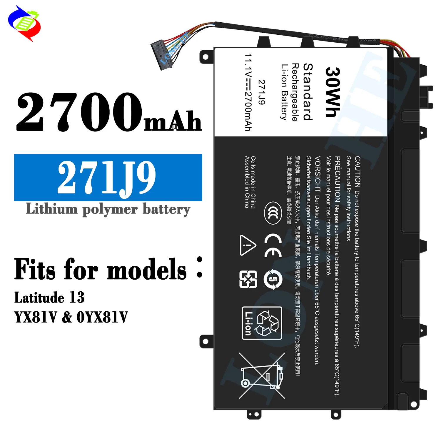 271J9 Laptop-Akku für Dell Latitude 13 7350 Serie GWV47 YX81V MN791 0GWV47 3WKT0 11,1V 30Wh Ersatz-Tablet-Akku