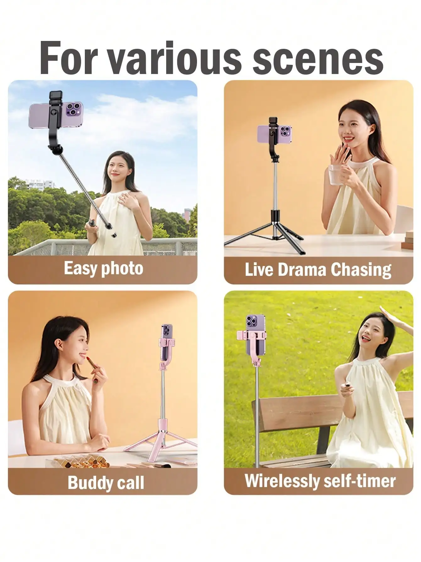 1700mm Selfie Stick Wireless Selfie Stick Phone Tripod Extendable  Stand Foldable Monopod For Smartphones Balance Steady Shootin