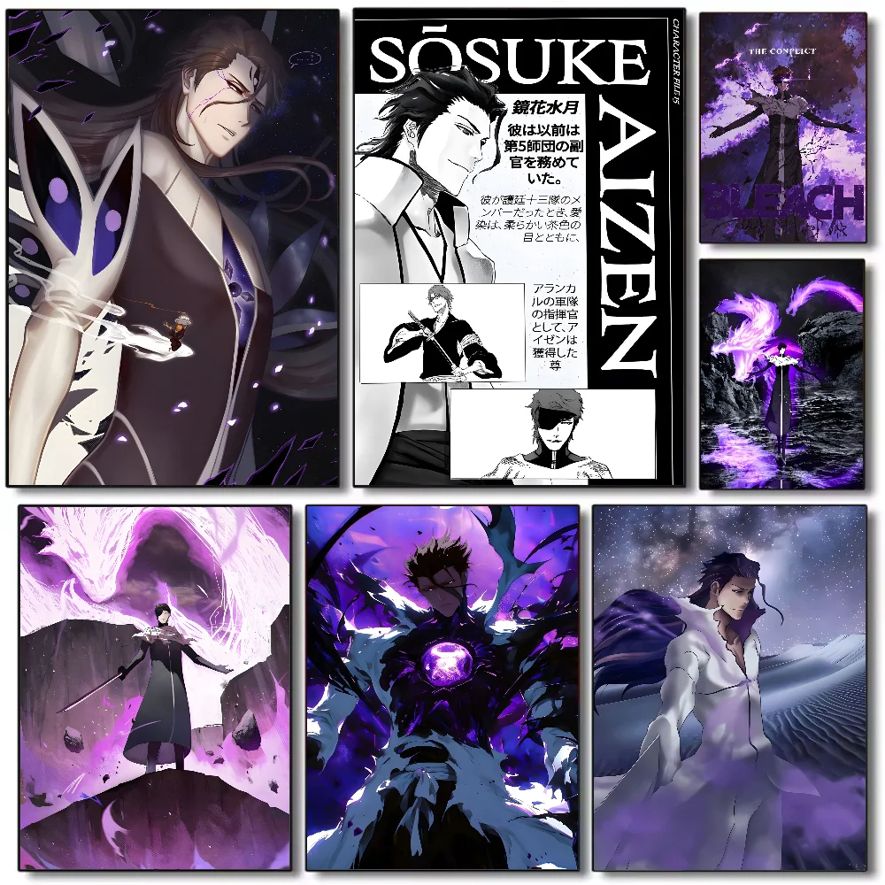 

Аниме A-Aizen SousukeS B-BLEACH постер HD искусство липкая стена водонепроницаемый дом гостиная спальня бар эстетическое украшение