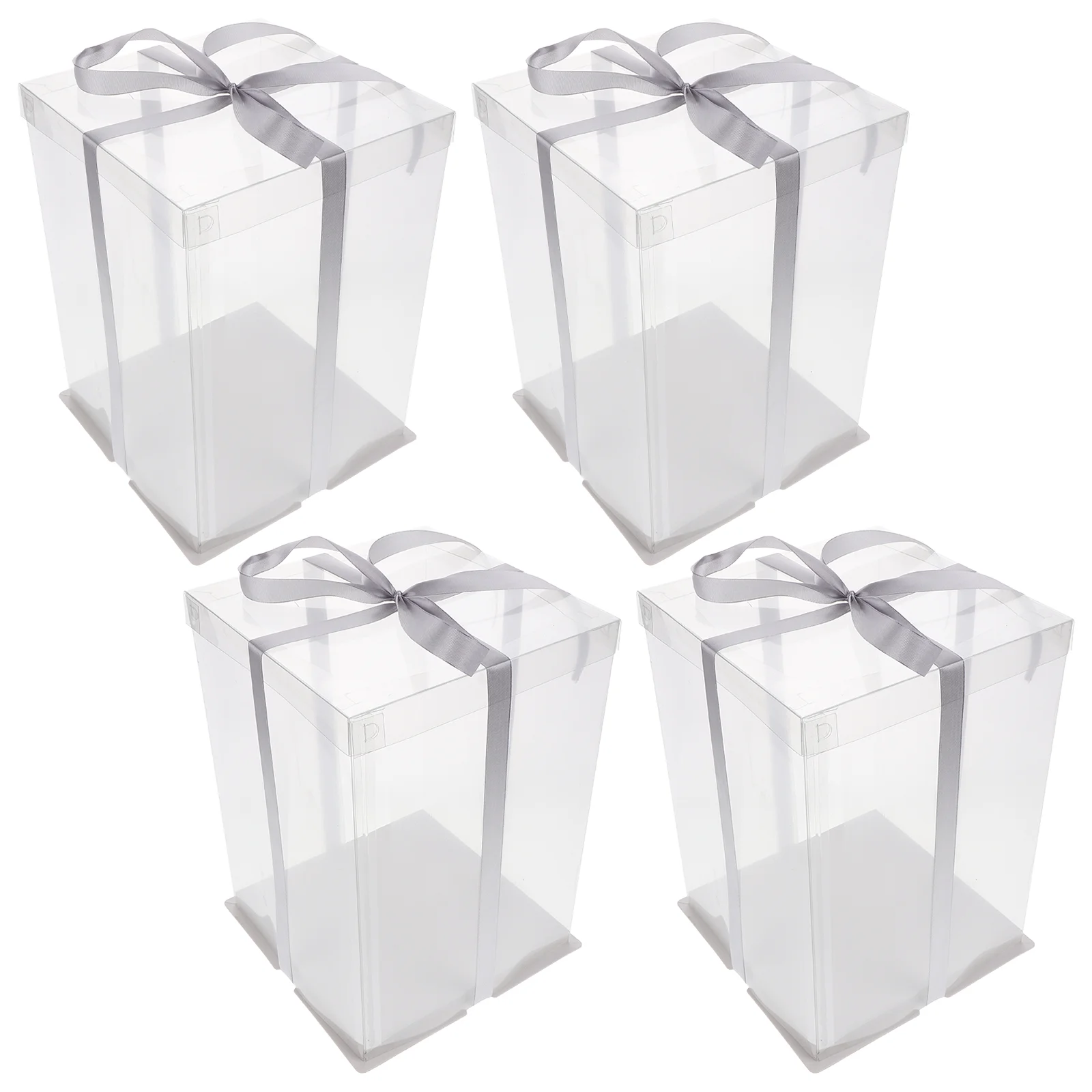 4 Pcs Cake Container Clear Boxes for Favors Plastic Packing Carriers Cupcake Holders