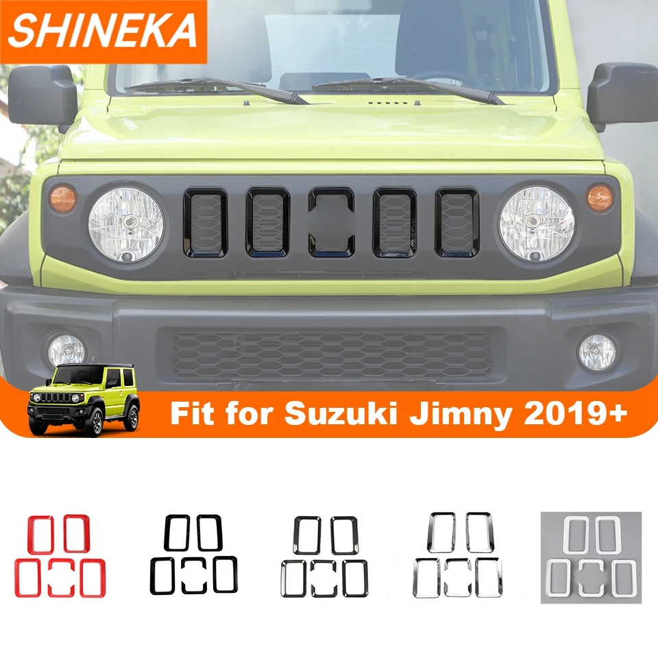 SHINEKA Car Front Grills Grille Decoration Cover Trim Stickers for Suzuki Jimny 2019 2020 2021 2022 2023 Up Exterior Accessories