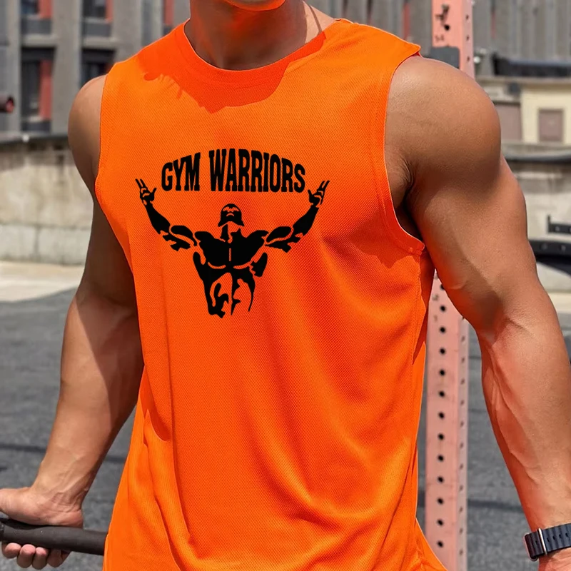 Gym Bodybuilding Vests Mens Fitness Sport Casual Tank Tops Summer Mesh Quick Dry Sleeveless Shirts Basketball Training Clothing