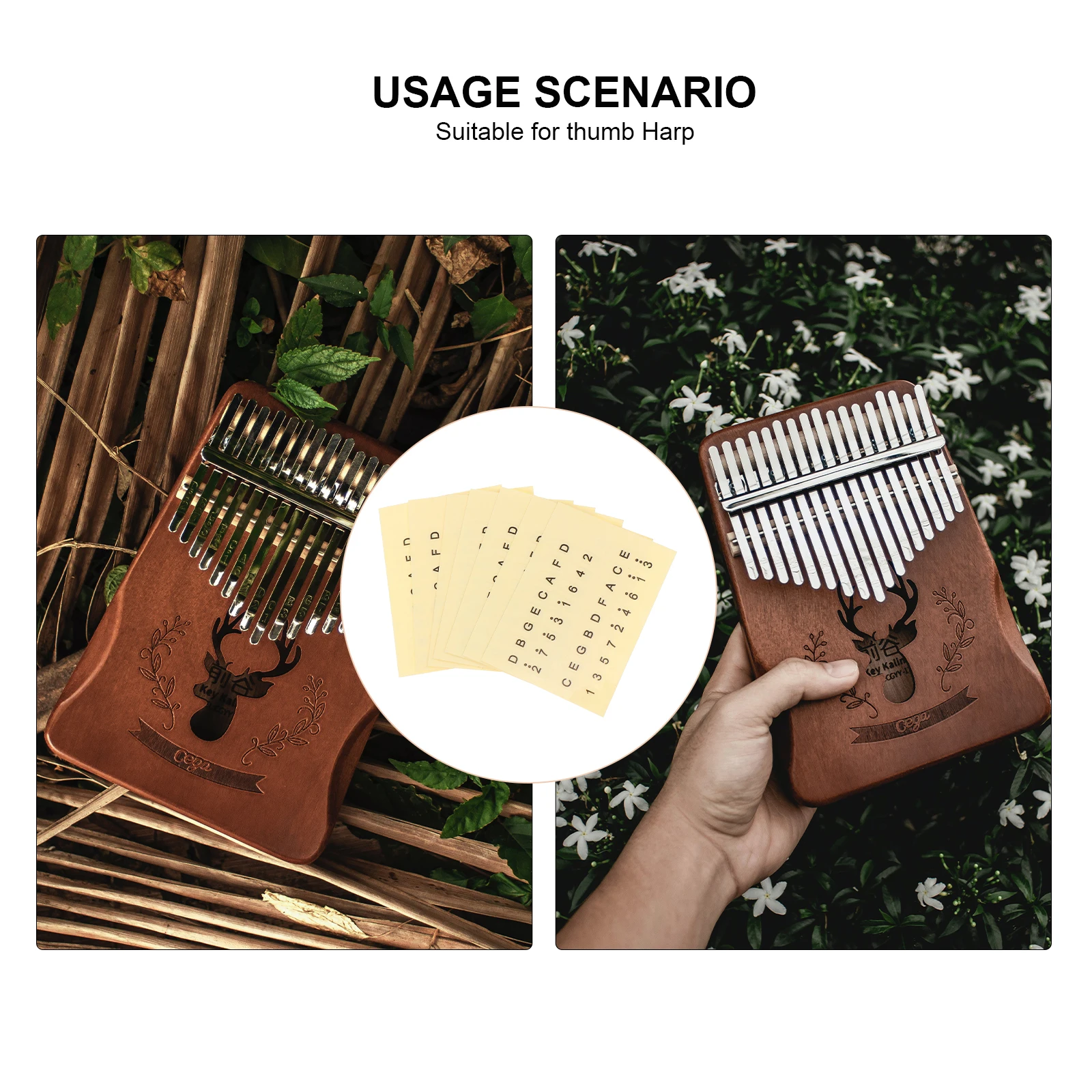 

6 Pcs Scale Stickers Easy Installation Kalimba Note Thumb Piano Tool Decor Paper Lightweight