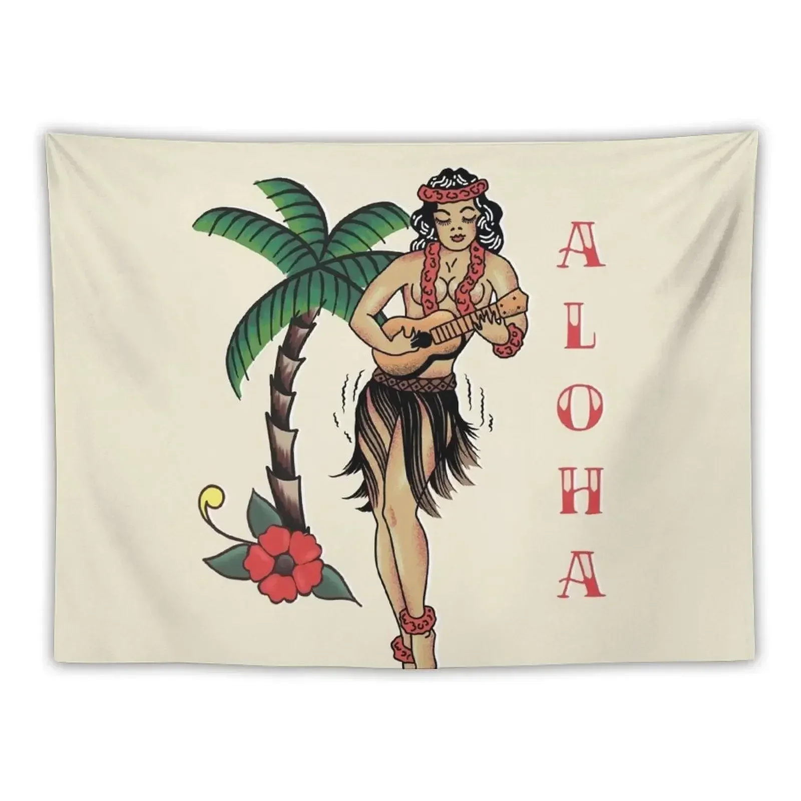 Jerry Style Traditional Aloha Hula Pinup Girl In Hawaii Tapestry Anime Decor Decoration Room Tapestry