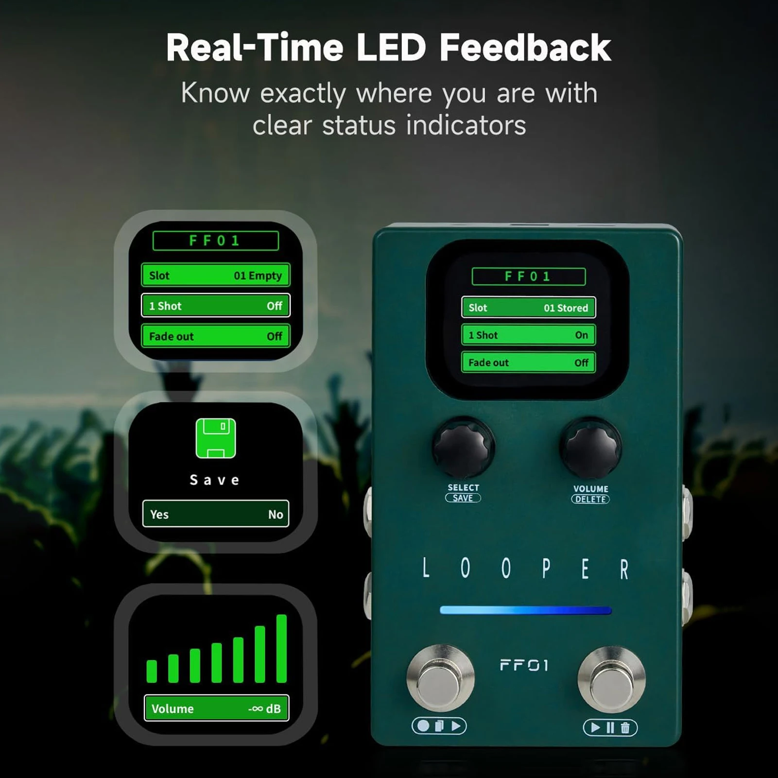 

Guitar Effects Pedal Stereo Guitar Multifunctional Loop Pedal with 40 Storage Slot 160 Mins Looping for Electric Guitar Bass