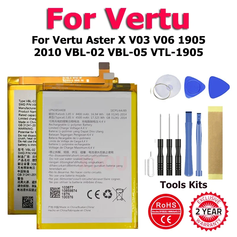 XDOU BP-9V VBL-02 VBL-05 BL-5CV LPN385440B Battery For Vertu Aster X V03 V06 1905 2010 VBL-02 VBL-05 VTL-1905 + Tools Kit