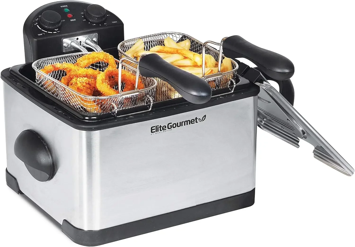 

Electric Immersion Deep Fryer 3-Baskets,Timer Control,Adjustable Temperature,Lid with Viewing Window and Odor Free Filter