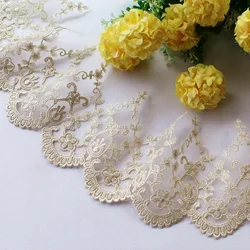Gold Lace Ribbons 11cm/22cm Wide For Decoration Curtains Accessories Tulle Fabric For Needlework Sewing 2yard Trimming Wholesale