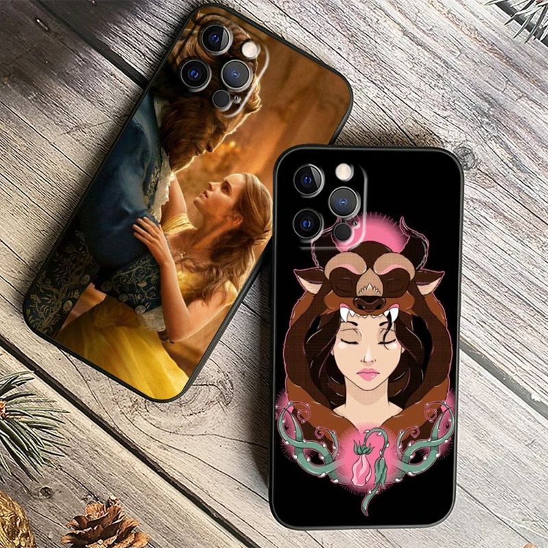 Disney Beauty Beast Belle für iPhone 15 14 13 12 11 xs xr x 8 7 se pro max plus Mini Black Cover Handy hülle
