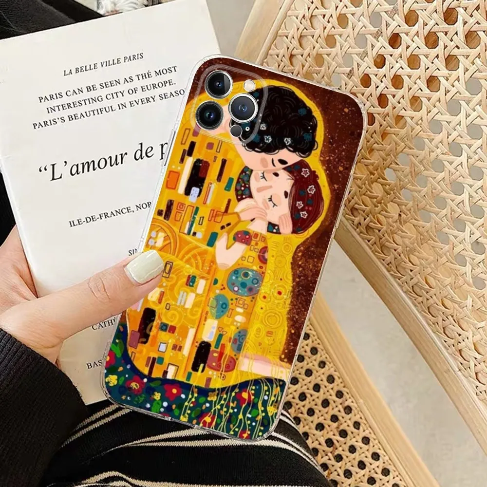 Kiss Gustav Klimt Phone Case For iPhone 15 14 11 12 13 Mini Pro XS Max Cover 6 7 8 Plus X XR SE 2020 Funda Shell