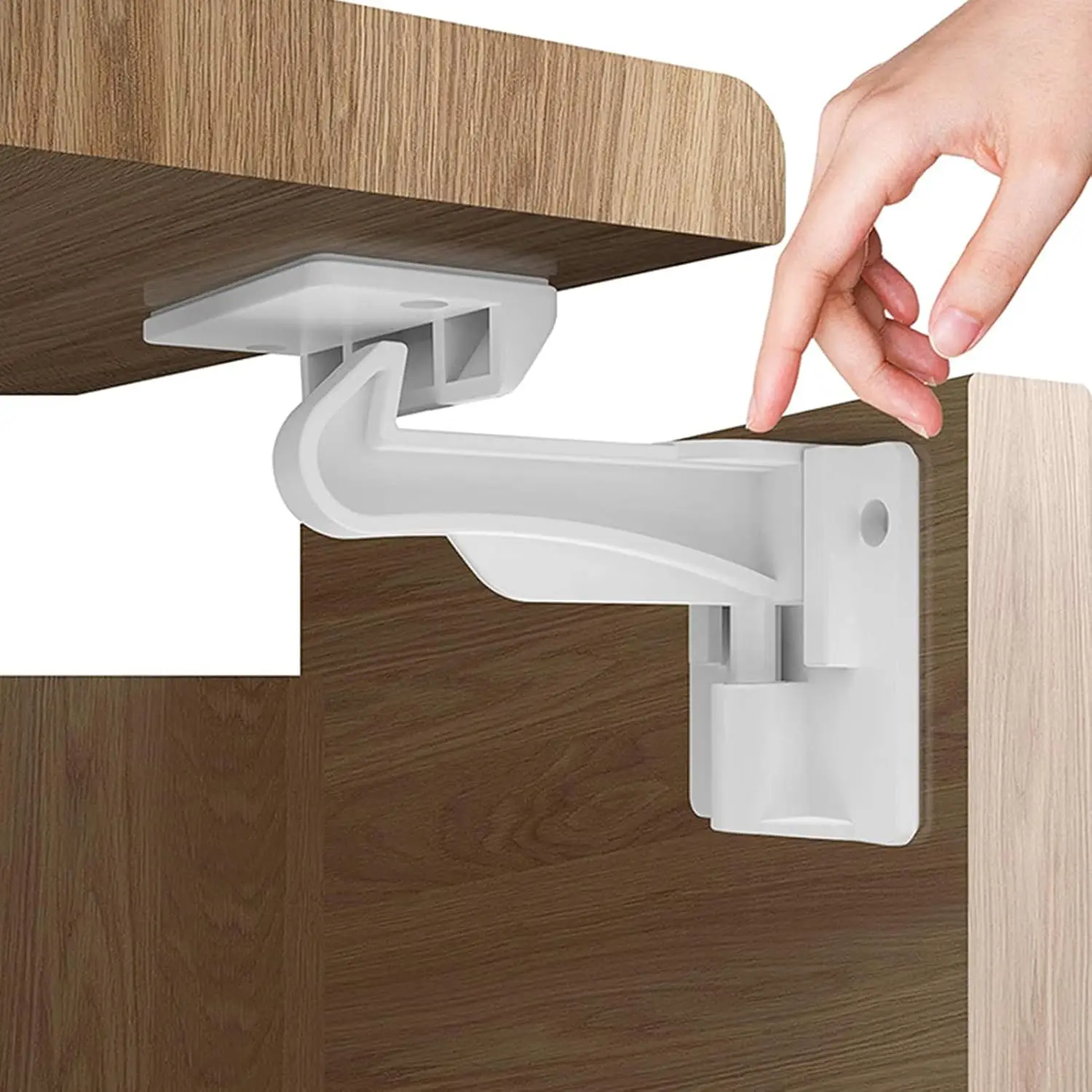 Invisible Baby Cabinet Latch Locks, No Drilling Strong Adhesive Child Safety Locks for Cabinets Drawers with Countertop Overhang