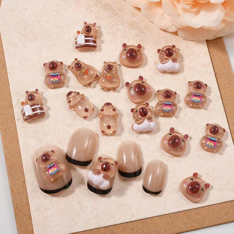 Cute Capybara Nail patch fai da te resina accessori per gioielli per unghie Cartoon Nail Sticker decorazione ornamento Manicure per ragazze regalo