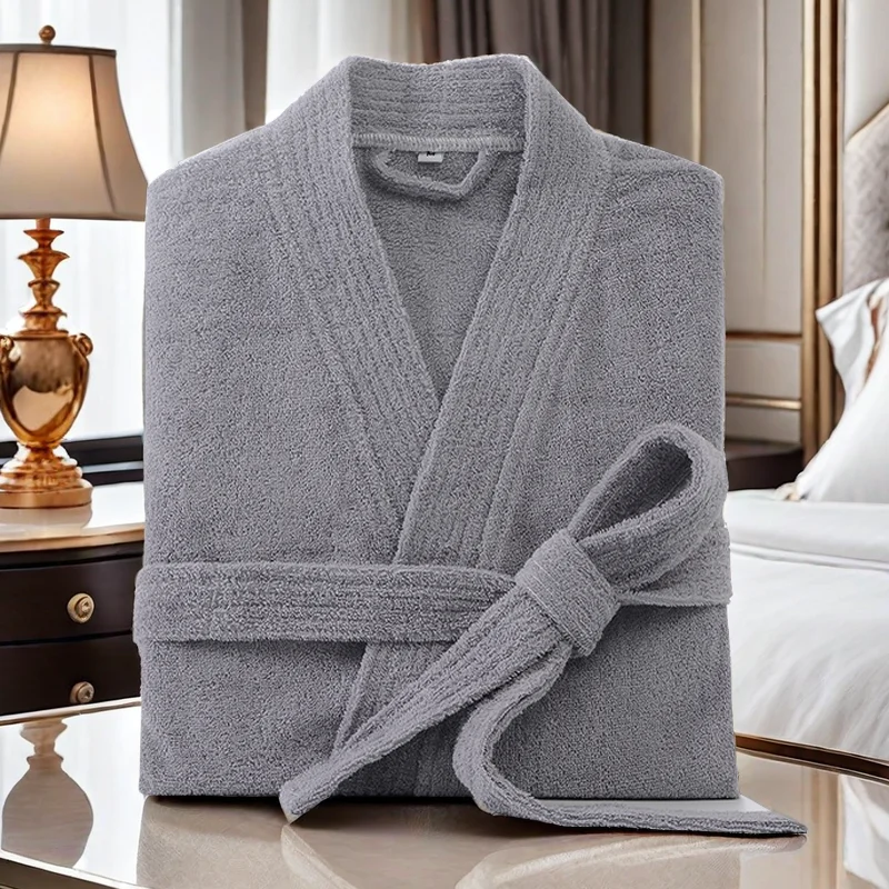 100% Cotton Women Bathrobe Solid Terry Dressing Gown Ladies Kimono Spring Autumn Unisex Absorb Water Bath Robe For Female 2024