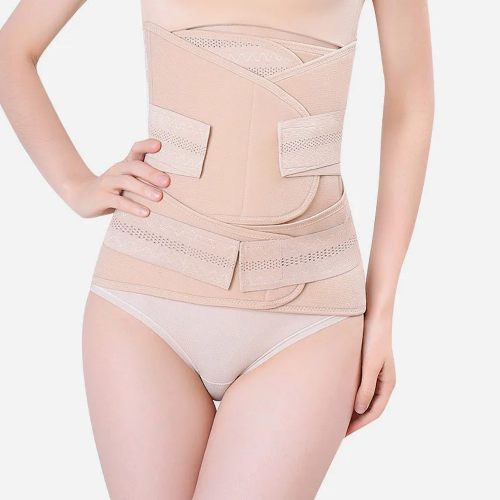3 قطع من حزام البطن بعد الولادة، حزام مطاطي من البوليستر الكاكي للنساء، خفيف الوزن، متعدد الوظائف #6