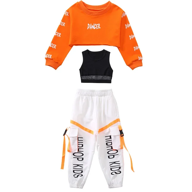 Haut court et pantalon cargo pour fille et garçon, sweat-shirt, jogging, streetwear, ensemble de vêtements pour enfants, danse de rue, costume de