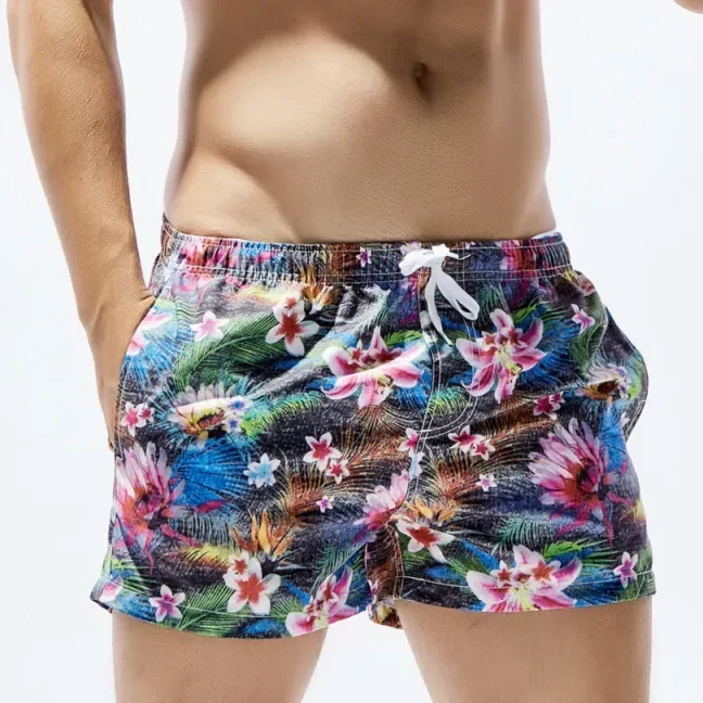 Mens Board Swim Shorts Men Beach Swimming Suit Bermuda Surf Short Flowers Pattern Pocket Design  Man Sea GYM Wear Jumbo visma