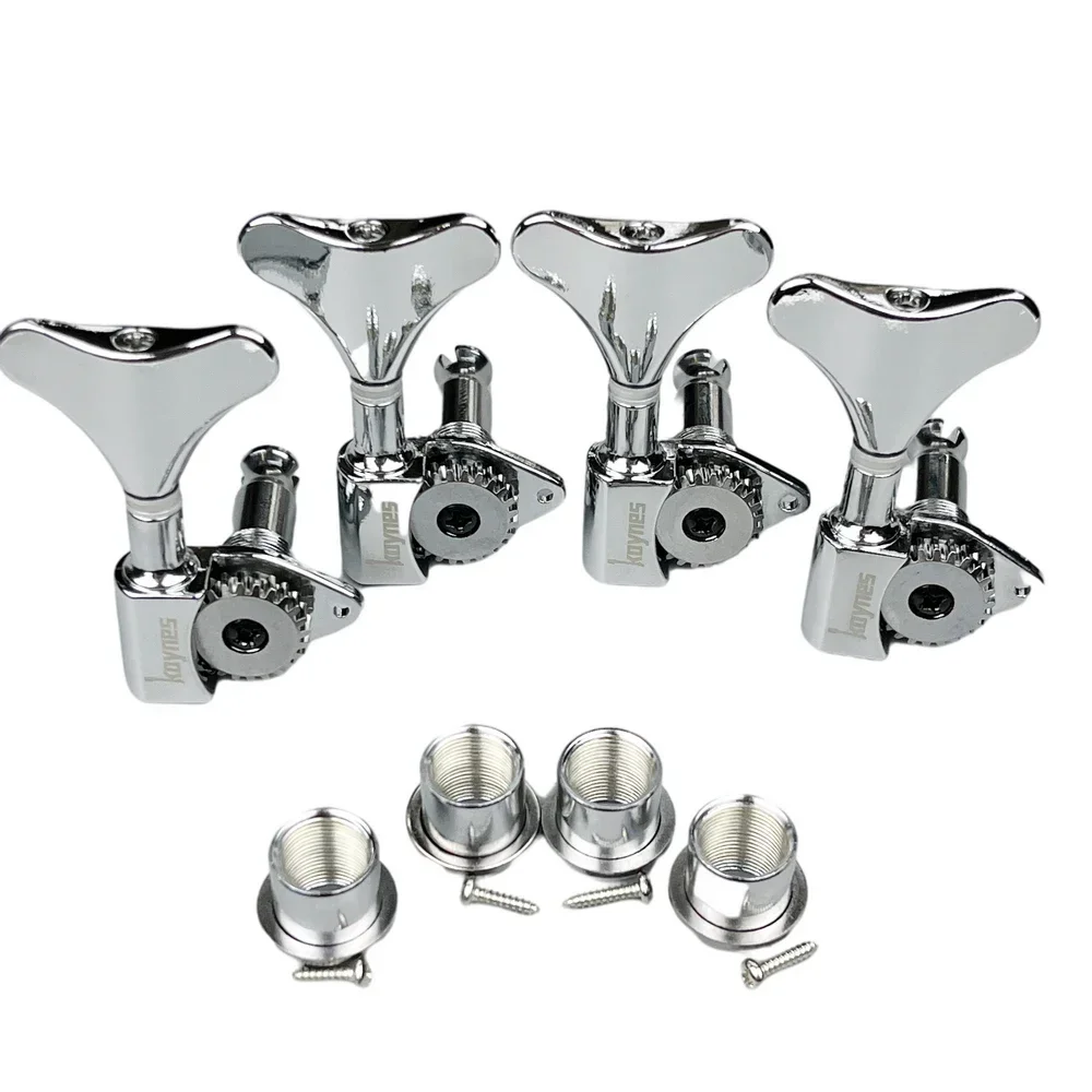 

KAYNES Bass Tuners 1:24 Ratio Open Gear Tuning Key Pegs Machine Head Tuners for Electric Jazz Precision Instruments DJ342 Chrome