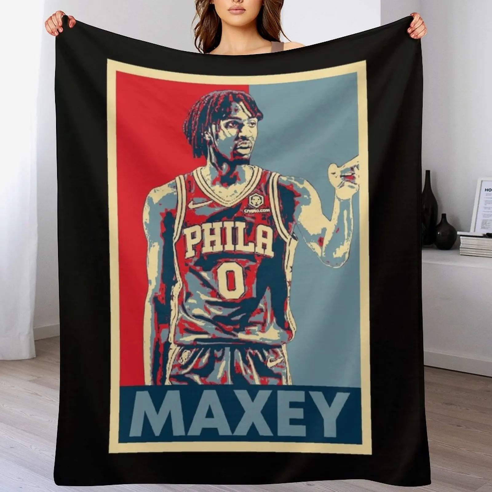 Tyrese Maxey Throw Blanket Thermals For Travel bed plaid Travel Sofas Blankets