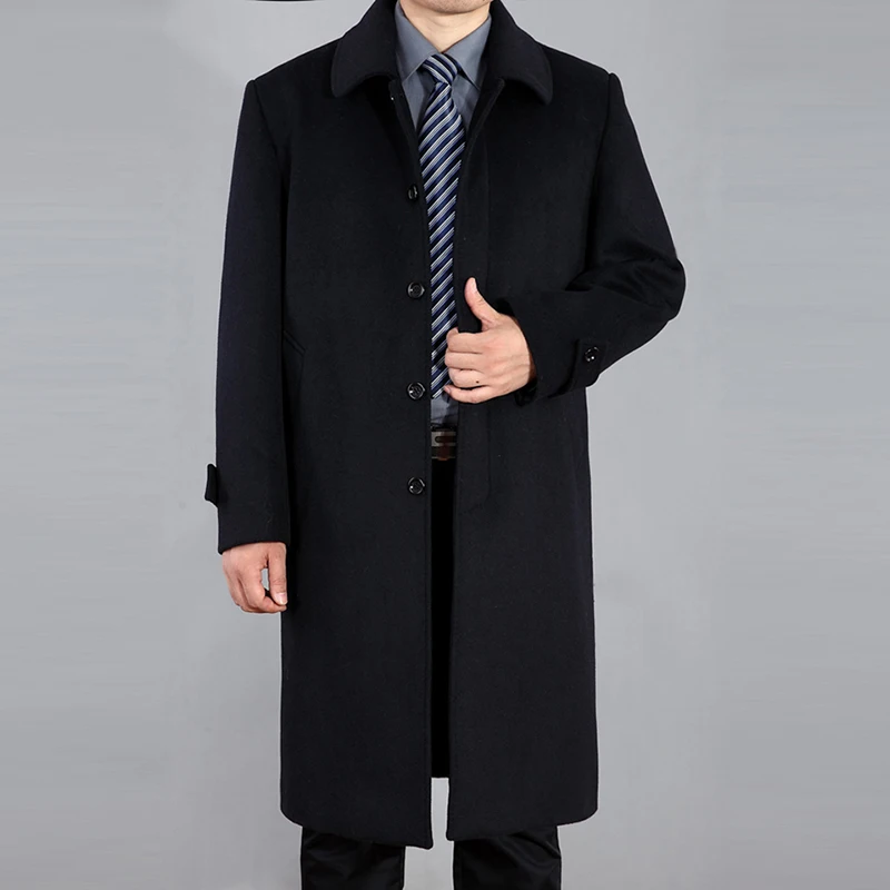 2023 New Men Wool Long Coat Autumn Wool Cashmere Coat Pea Coat Men Wool Overcoat Winter Wool Blend Long Coat Outerwear Man Coats