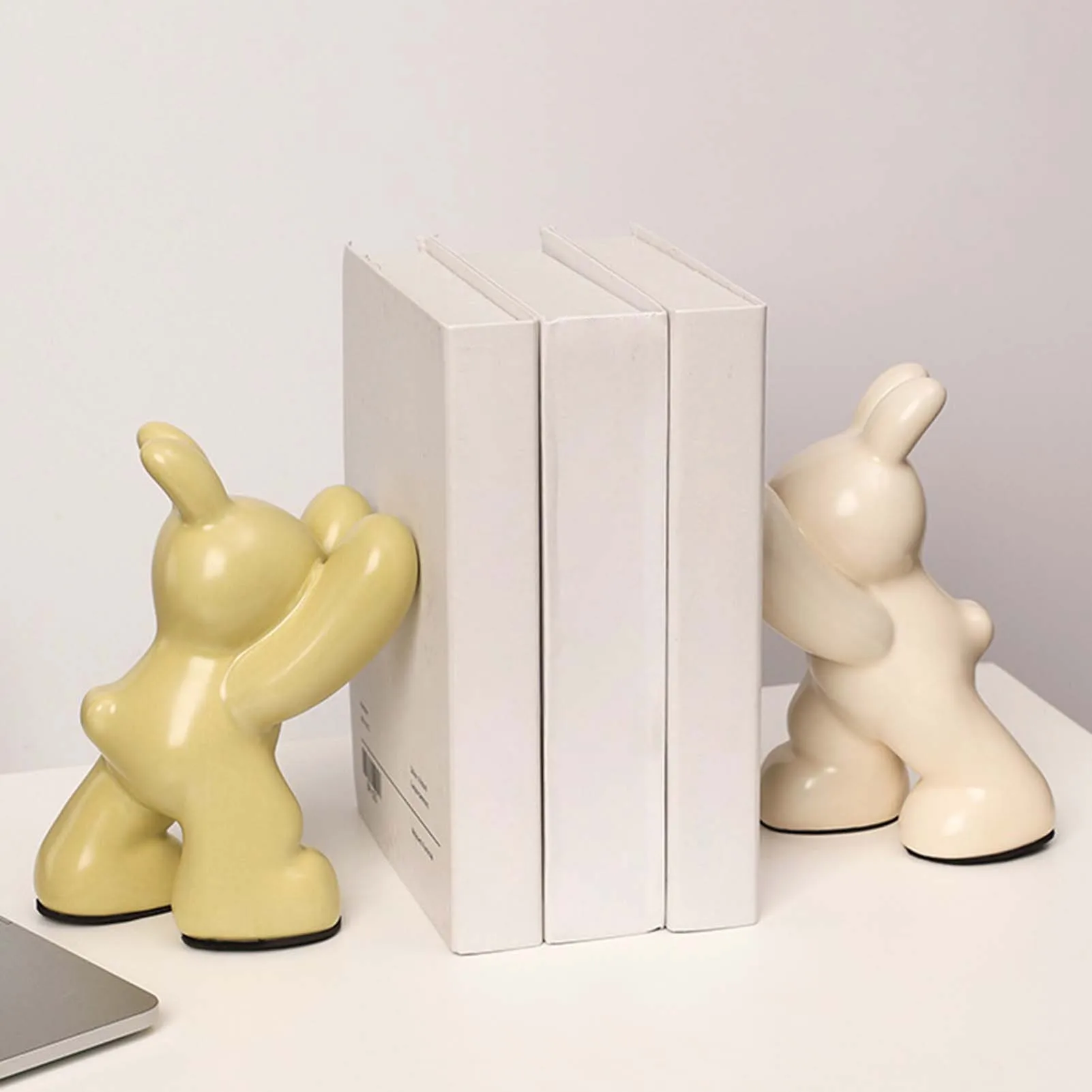 

Decorative Ceramic Book Ends Heavy Duty Bookends Functional Home Decor Suitable for Hold Cds Dvds Magazines