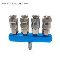 Compressor Pneumatic Fitting Pump Tool Coupler Manifold Multi Splitter EU/JP style Air Gas Distributor for 1/4 Quick Connector