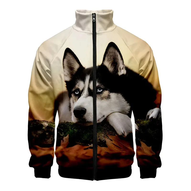 Animal Dog Husky 3D Print Women/Men Zipper Jacket Sweatshirt Streetwear Hip Hop Pullover Coat Jacket Male Casual Sportswear Tops