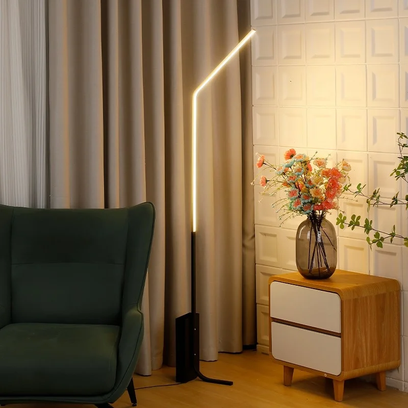 

Floor lamp Nordic living room simple modern LED bedside warm bedroom study Ins style creative personality curved lamp