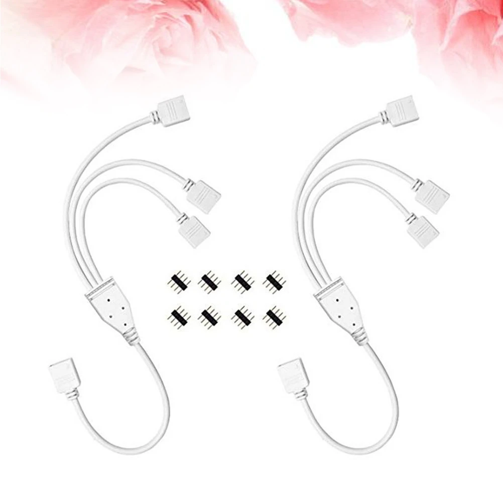 

2 Pcs 4 Pin LED Strip Splitter Connectors Splitter Cables with 8 Pack Male 4 Pin Plugs for One to Three 5050 3528 RGB LED