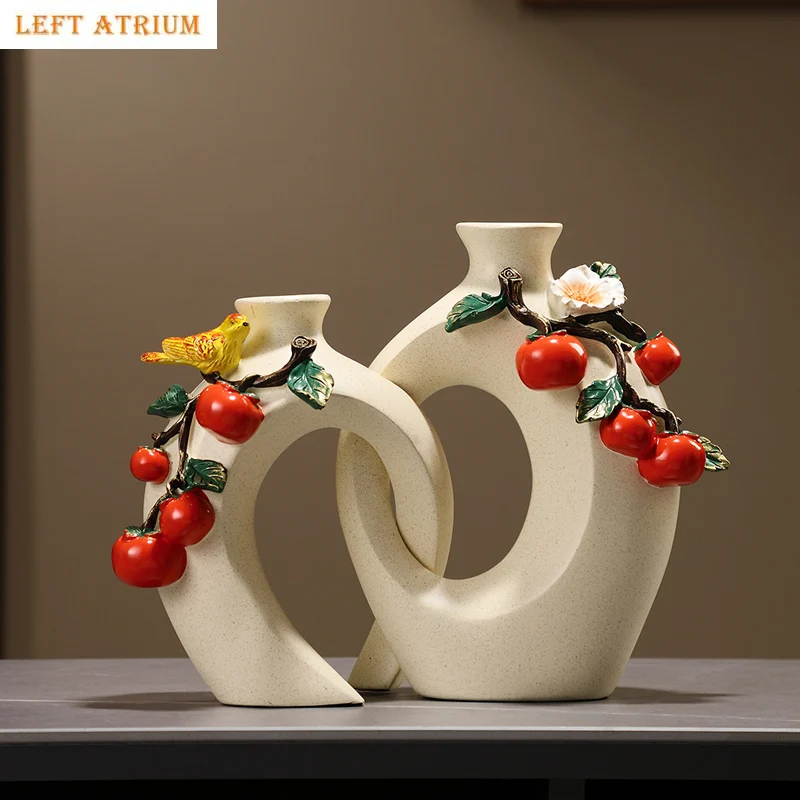 

Creative Resin Persimmon Ruyi Vase Jewelry TV Cabinet Decoration New Chinese Wedding Gifts Home Decoration Supplies